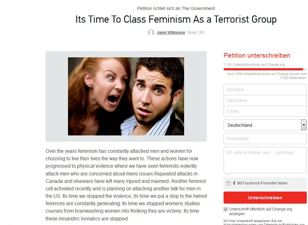 Petition gegen Feminismus