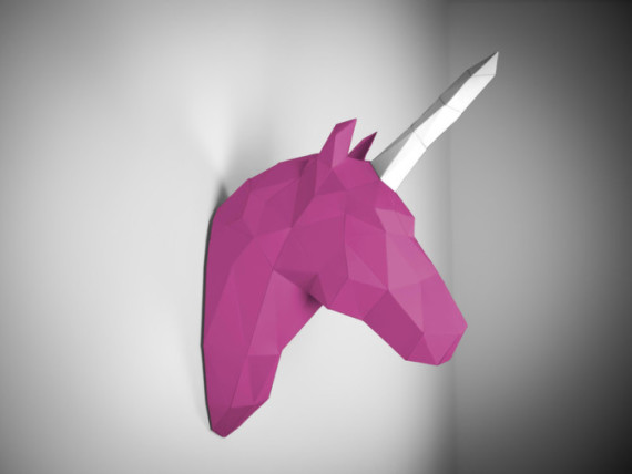 papertrophy einhorn geweih einhorn trophäe einhorn kopf für die wand selberbasteln