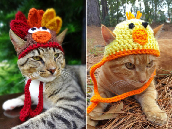 iheartneedlework katzen mit mützen huhn pute süß
